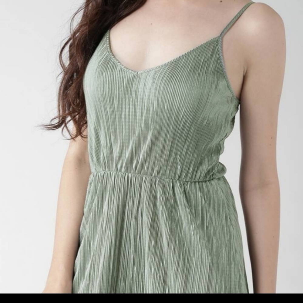 Forever 21 Olive Fit and flare ribbed dress